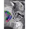 Full 5D Diy Diamond Painting Cat and Butterfly Diamond Embroidery Cross Stitch Home Decor Handmade