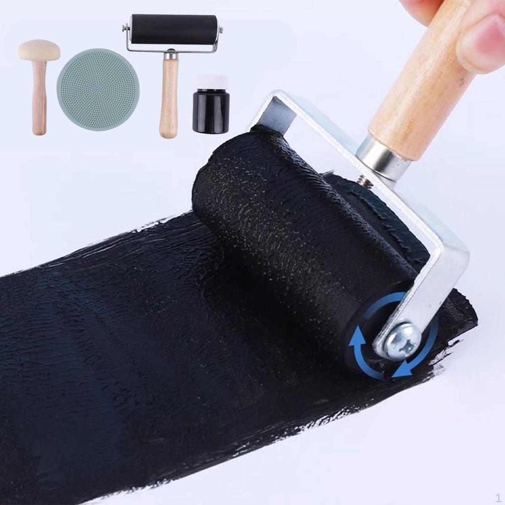 Rubber Brayer Roller for Crafts Hard Lightweight Printing Printmaking Tools Arts