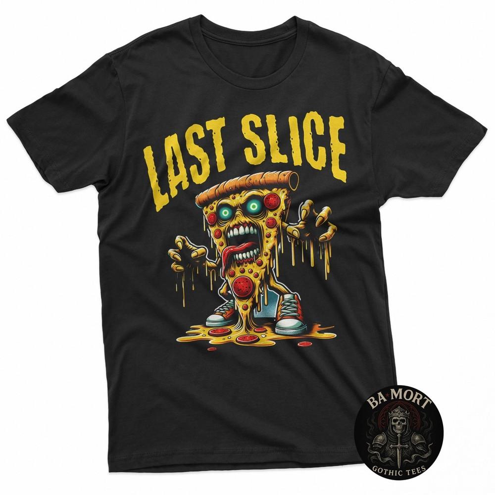 Last Slice Zombie Pizza Monster Horror Cartoon Design TShirt Unisex T-Shirt