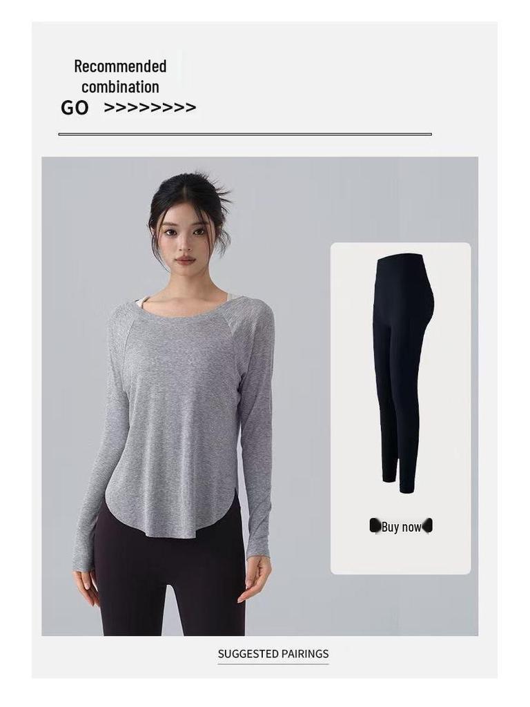 Женский ребристый топ для йоги с длинным рукавом - Коллекция Осень/Зима, Облегающий крой, Ощущение второй кожи, Идеально подходит для пилатеса и спортивной одежды для улицы