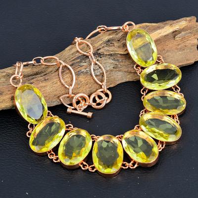 Ожерелье с лимонным топазом, ювелирные изделия из драгоценных камней, медное ожерелье, регулируемая цепочка ручной работы, подарок для жены, ювелирные изделия