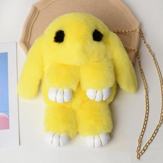 Messenger Bag Cartoon Bunny Shapr Furry Fluffy Soft Touch Plush Chain Shoulder