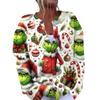 Женская мода рождественский принт длинный рукав вязаный кардиган пуховик