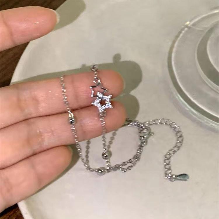Stylish Dual Star Charm Bracelet For Women Minimalist Copper Plated Jewelry Elegant