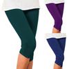 High Waist Solid Color Mid-Calf Stretchy Women Leggings Cropped Pants Bottoms for Running