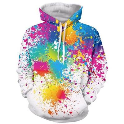Мужские и женские модные толстовки с капюшоном Paint Splatter 3D All Over Print Hip Hop Casual Hoodie Hipster Rainbow 3D Hooded ...