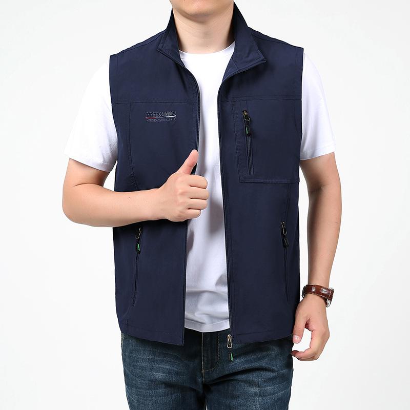Multi-pocket Vest Men's Quick-drying Thin Spring and Autumn Casual Photography Fishing Outdoor Workwear Middle-aged and Elderly Vest Vest