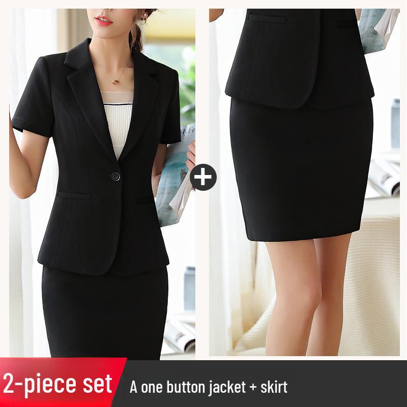 Женский профессиональный летний костюм: Формальный пиджак с короткими рукавами с юбкой или брюками