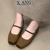 Sheepskin version inner height-increasing women's shoes Mary Jane shoes new soft-soled one-pedal pig nose square head single shoes