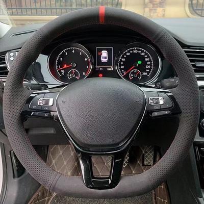 Покрытие на руль автомобиля из замши и углеродного волокна, ручная прошивка, для Volkswagen VW Golf 5 Mk5 VW Passat B6 Jetta 5 Mk5 Tiguan 2007-2011