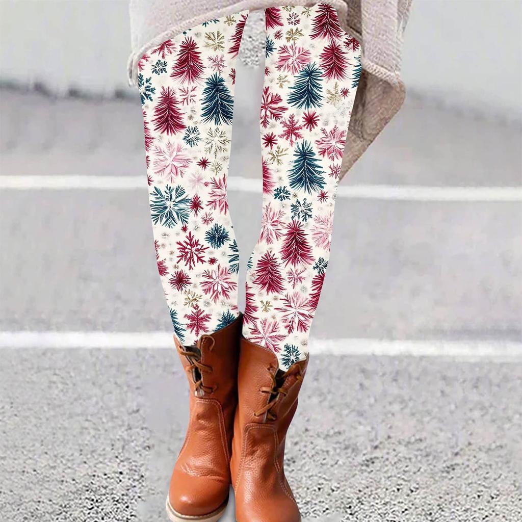 Женские брюки с рождественским принтом, эластичные, мягкие, повседневные, домашние, спальные брюки