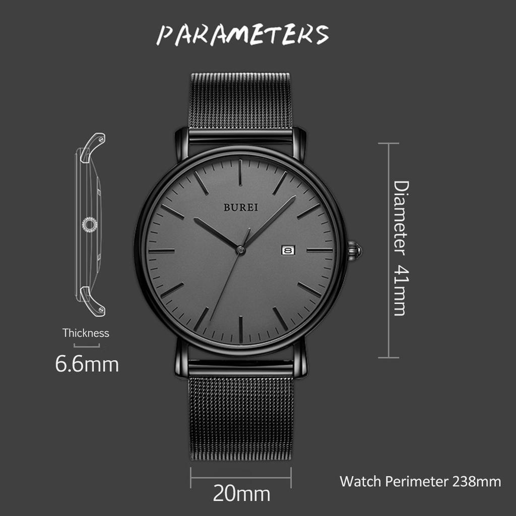 Simple Analog Stylish Waterproof Watch Popular Brand Watch R [BUREI] Men's Men's