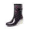 Rubber Rain Boots for Women Waterproof High Heel Fashion Girls Shoes Ladies Short Ankle PVC Rainboots Non-slip Fur Leather Boots