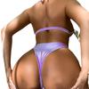 Shencai Европейский и американский стиль Бикини с высоким поясом, треугольный халтер - Однотонный, Хит продаж X07