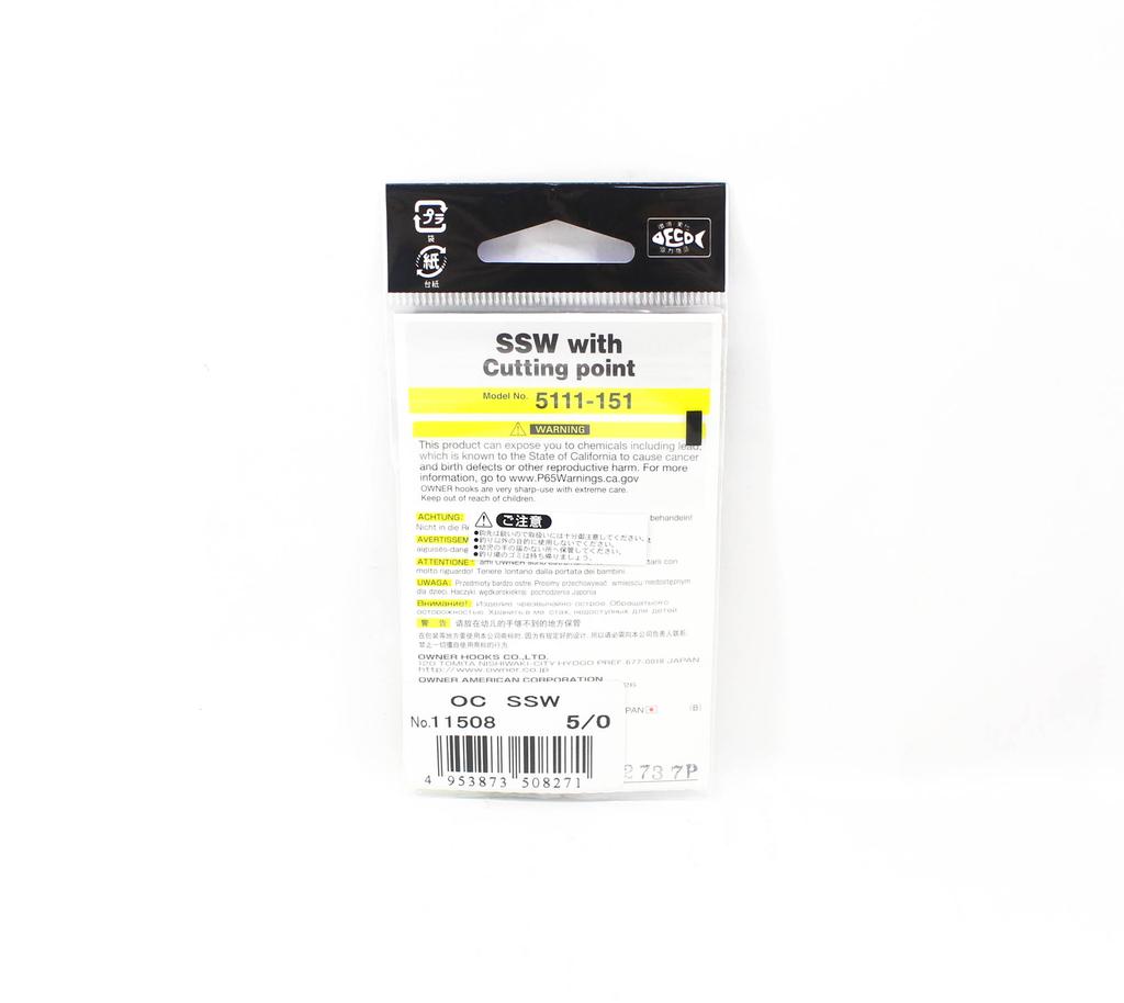 Owner Крючок SSW Cutting Point, размер 5/0, черный (8271)