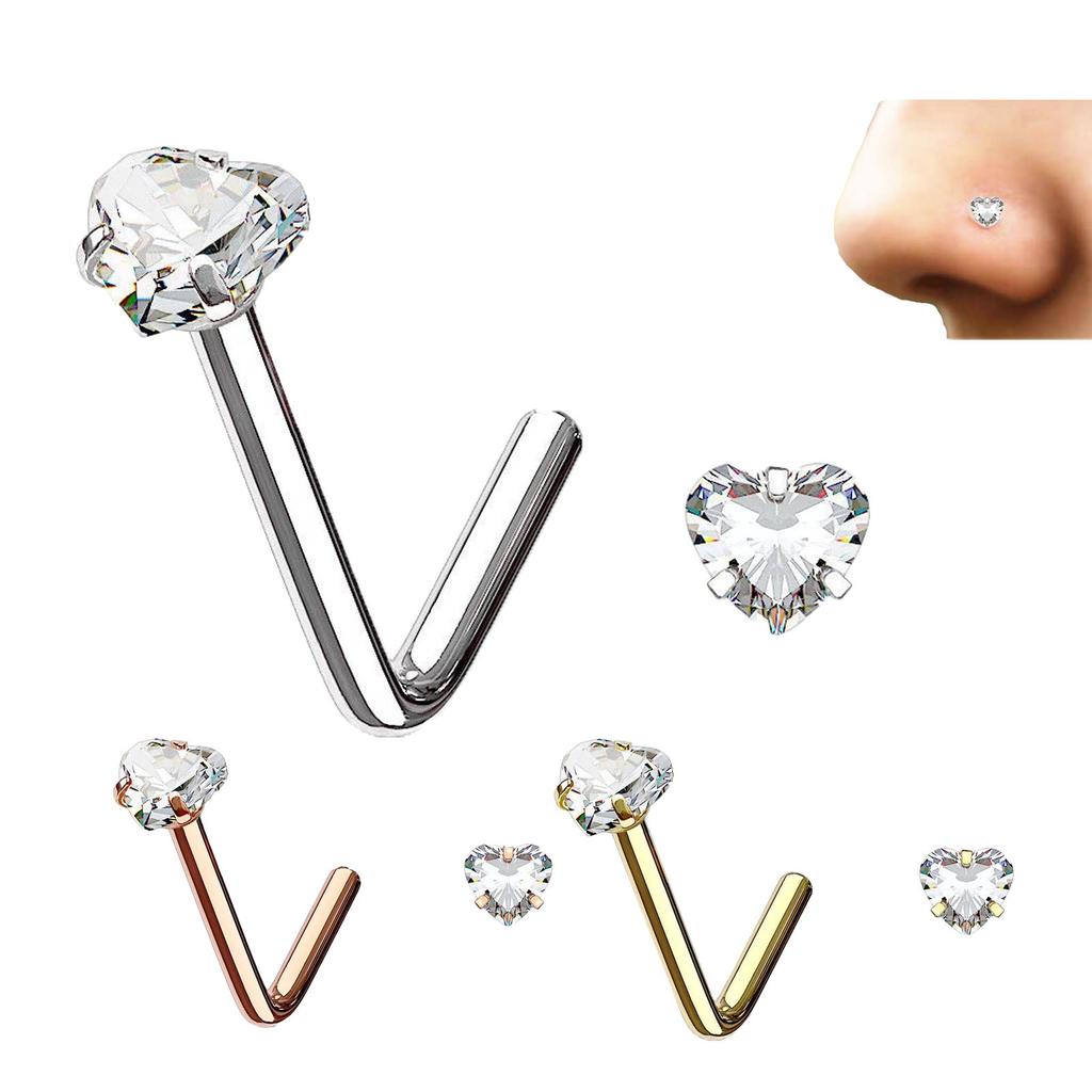 Love Zircon Nose Nail Nose Ring L-shaped Nose Earrings