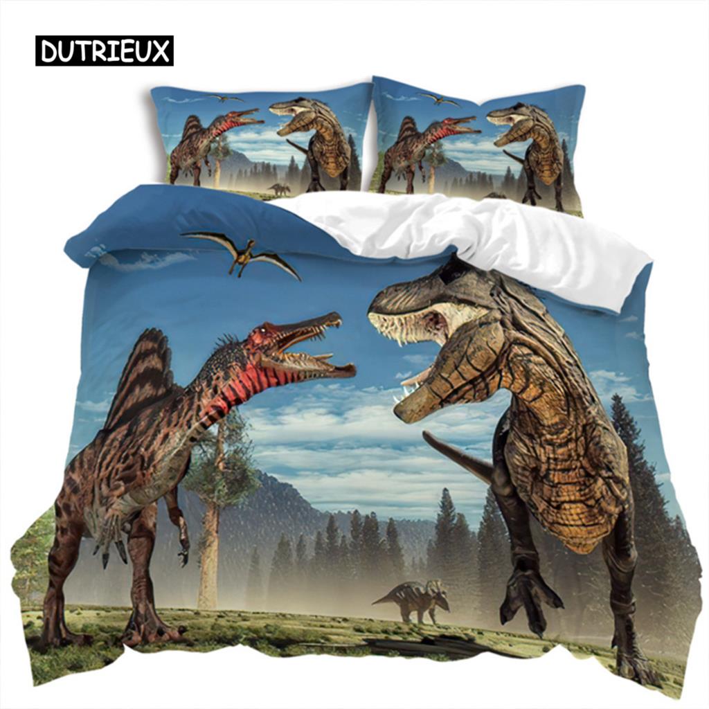Duvet Cover Jurassic World Park Dinosaur Twin Double Microfiber Animal Comforter Cover Dinosaur Bedding For Kids Teens Room