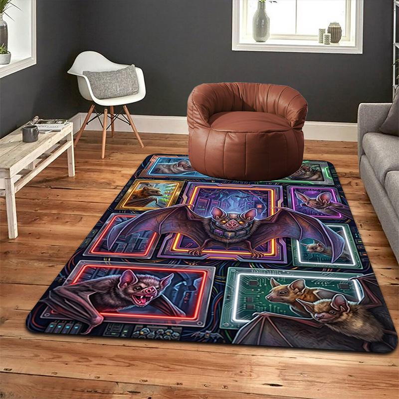 Cybernetic Bat Compilation Pattern Rug Floor Mat for Living Room or Bedroom Soft and Comfortable Carpet a Gift for Birthday and Holiday.