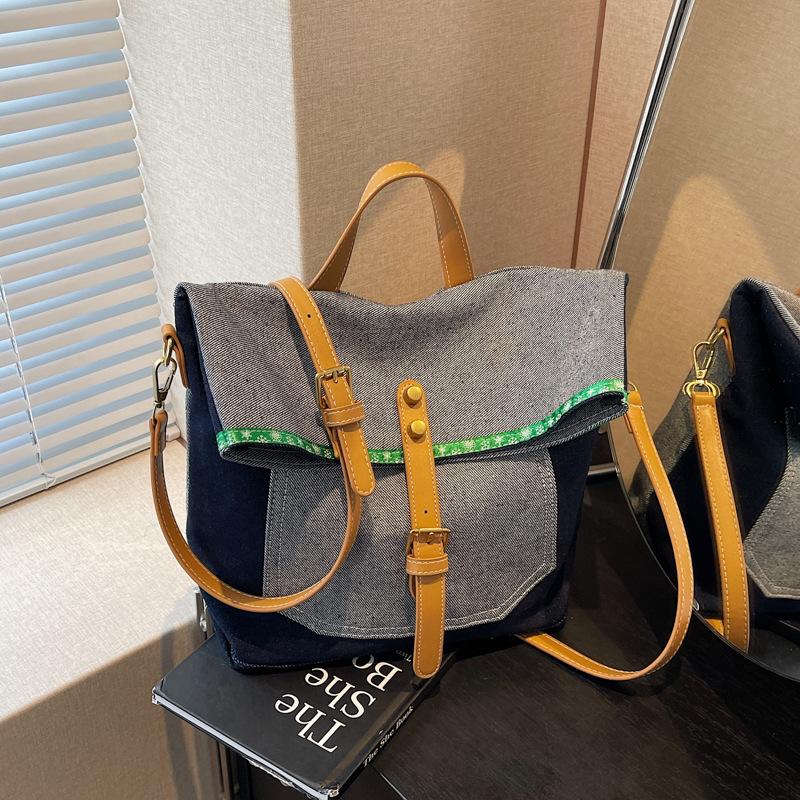 Повседневная портативная наплечная сумка с контрастной цветной вставкой, женская, новая, универсальная сумка-мессенджер для весны и лета