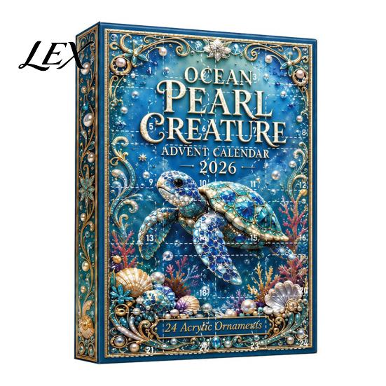 DIY Holiday Craft Supplies Marine Life Advent Calendars 2026, 24 Days Christmas Countdown Calendar with 2D Acrylic Cute Turtle Themed Toys Lobster