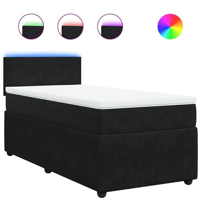 Maison Exclusive - Sommier à lattes de lit avec matelas Noir 90x190 cm Velours