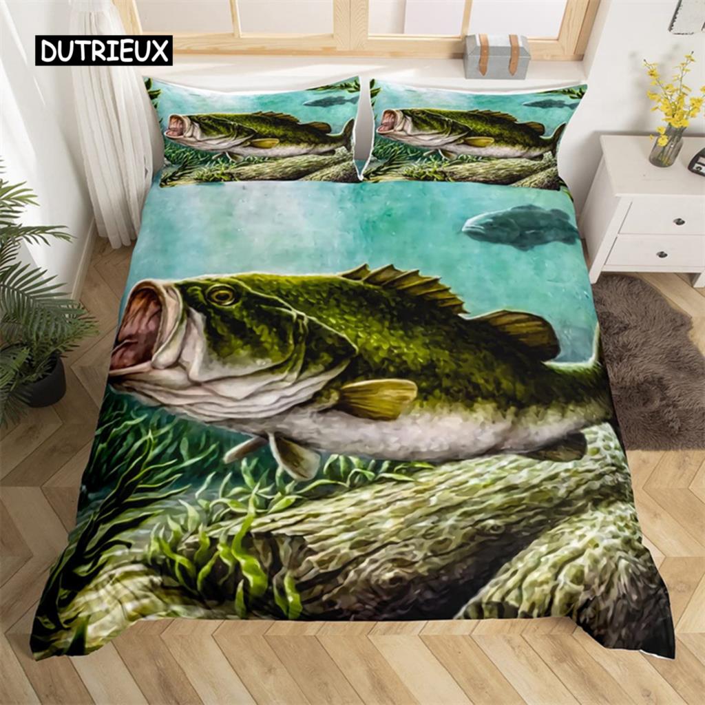 Пододеяльник с изображением рыбы-меч «Марлин» Kawaii Marine Life, комплект постельного белья из микрофибры, тема океана, большая рыба-щука, пододеяльник для односпальной кровати, двуспальная кровать