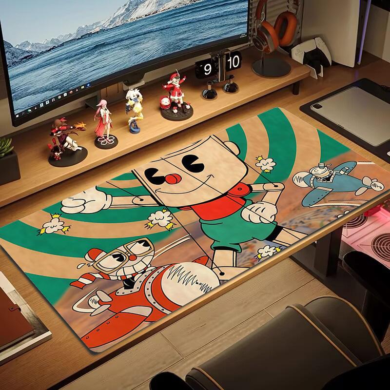 Cuphead & Mugman Print Cushion Non-slip Laptop Tablet Big Mousepad XXL Mat Mini PC Playmat With Lock edge