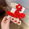 4 шт. Милые вязаные заколки для волос для малышей, Заколки с ручной работы цветочной каймой, Заколки-бантики для челки для детей, Подходят для Рождественского фестиваля
