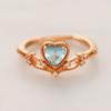 Роскошное открытое кольцо из латуни с покрытием из розового золота для женщин, дизайн в форме сердца, синий кубический цирконий, для повседневной носки, изящные ювелирные изделия, подарок на день рождения/украшение для любви к себе