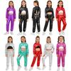 Костюм для девочек Хип-хоп Джаз Танцы 3-Piece Set Металлический Укороченный Худи Без Рукавов Жилет с Вырезом на Спине Брюки