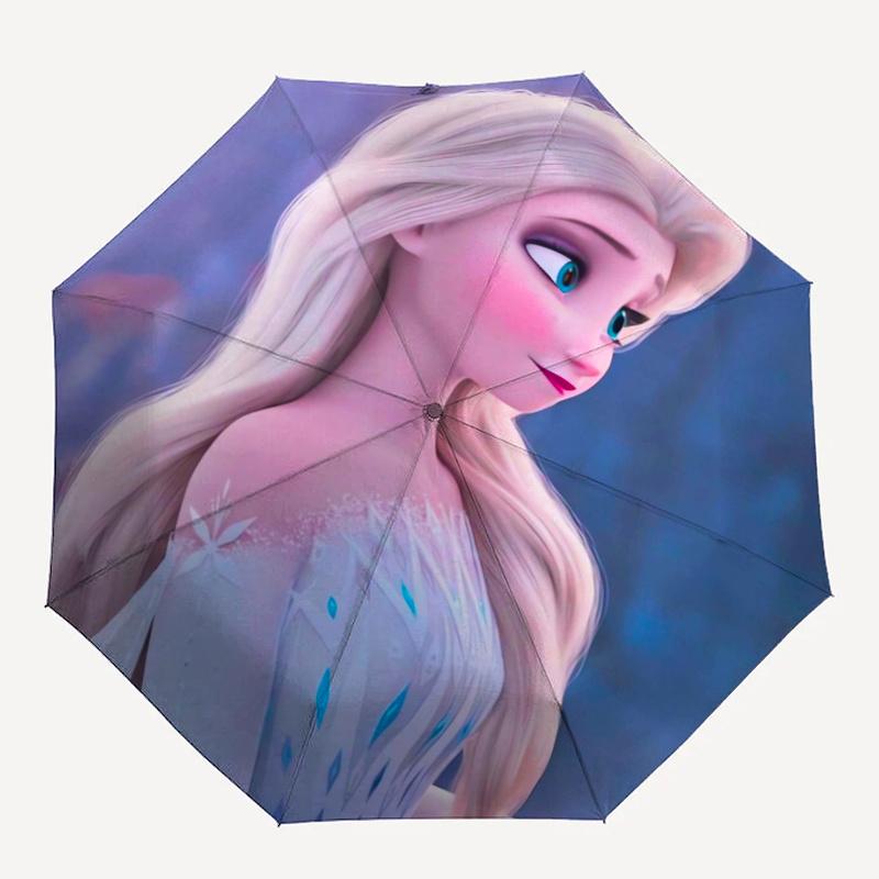 Princess Elsa Cartoon Umbrella, Portable 3-Fold Compact Umbrella, Suitable for Camping, Hiking and Travel, Ideal Easter Birthday Gift for Fa