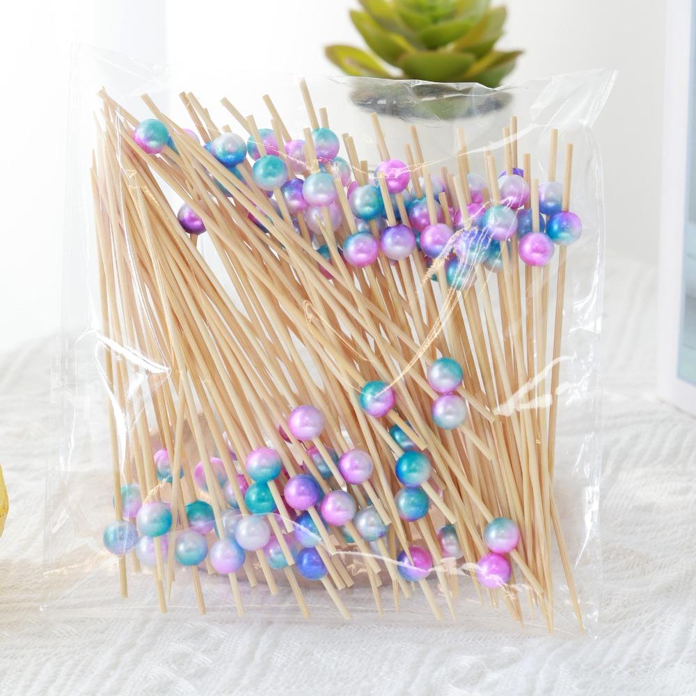 100pcs Versatile Bamboo Food Picks Disposable Fruit Sticks Decorative Dessert Sticks  Wedding Party
