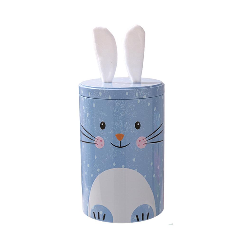 Cute Easter Bunny Tin Box Vintage Storage Gift Box Creative Iron Bucket Ornament Party Favors