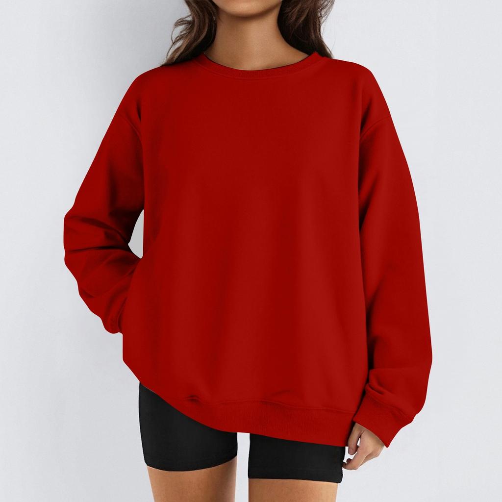 Женские зимние топы, женская толстовка с длинным рукавом, повседневная, с круглым вырезом, свободный крой, флисовые топы Pollover