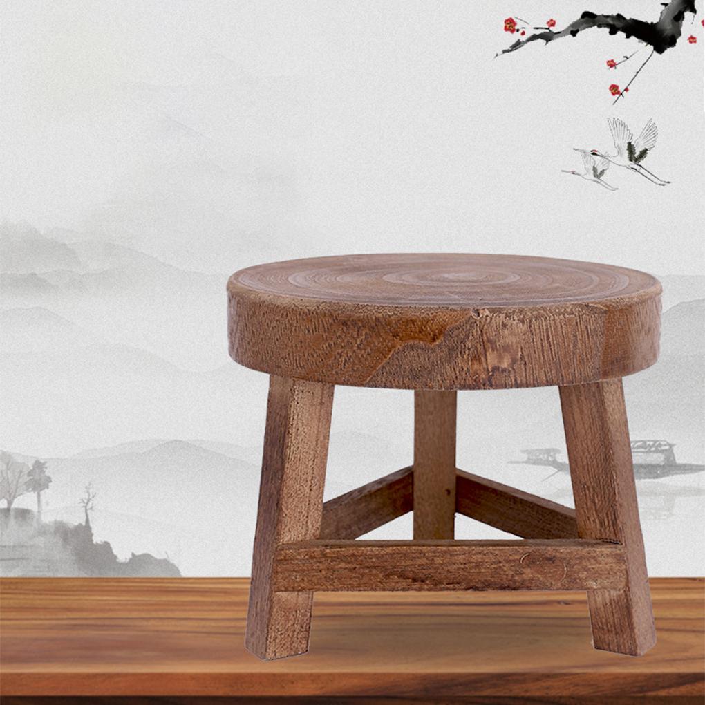 Низкие табуреты из массива дерева Круглой формы Подставка для растений Стул Чайный столик Табурет для переобувания Домашний декор Подставка для горшка Полка