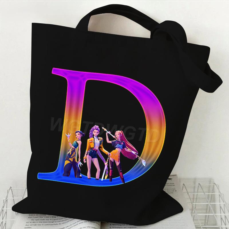 Anime Cartoon 26 Letter Printing Trend Shoulder Bag Large Capacity Go Out Portable Handbag Casual Versatile