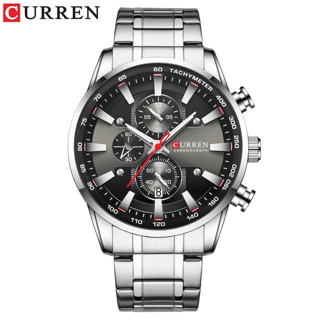 CURREN Man Watches Luxury Sporty Chronograph Wristwatches for Men Quartz Stainless Steel Band Clock Luminous Hands
