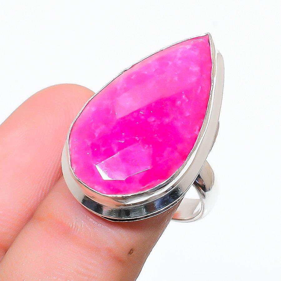 Ruby(Simulated) Gemstone Handmade 925 Sterling Silver Ring Size 6.5