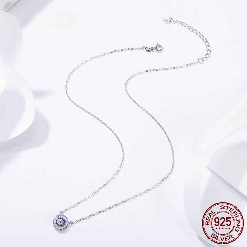 Лидер продаж, 100% стерлинговое серебро 925 пробы, синий Lucky Eye Guardian, ожерелье с подвеской в ​​виде глаз для женщин, прозрачные ювелирные изделия