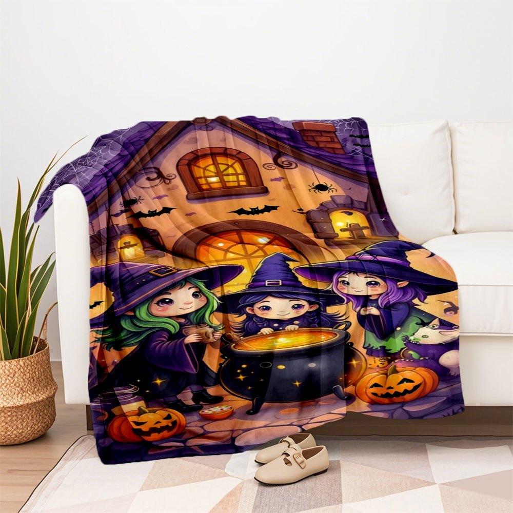 "Halloween Witch Party Decorations: Cauldron Spell Kit"Blanket Flannel Throw Blanket for Sofa, Bed, Travel, Camping, Office