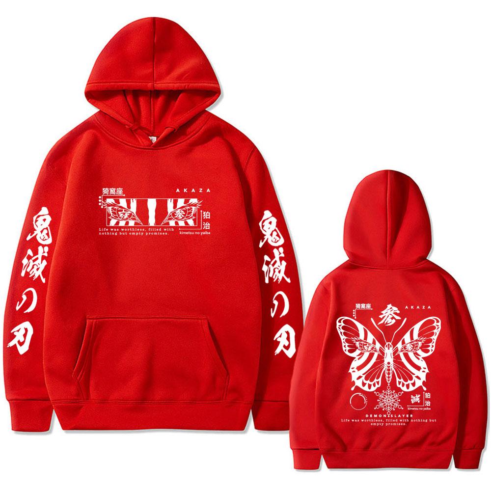 Аниме Клинок, рассекающий демонов Аказа Принт Глаза бабочки Толстовка Мужская Женская Одежда Мода Оверсайз Мужской Винтажный Худи Спортивный костюм