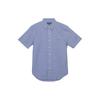 Polo Ss23 Check Logo Embroidered Single-Breasted Short Sleeve Shirt Men Shirts Blue 710802652-005