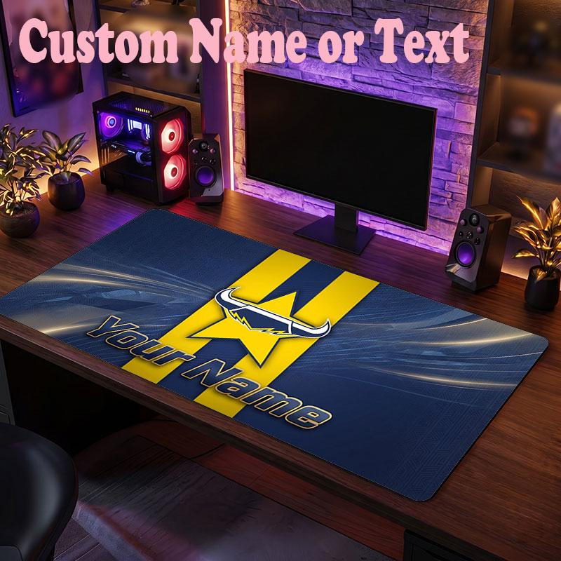 North Queensland Cowboys Customized Name Text Mouse Pad, Large Desk Mouse Mat Personalized Home Office Present