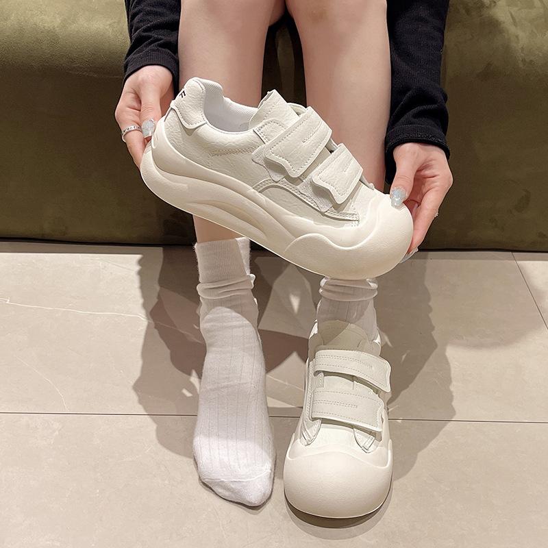 Velcro Versatile Little White Shoes Women's Summer New Round Head Lightweight Low-top Heightening Platform Sports Board Shoes