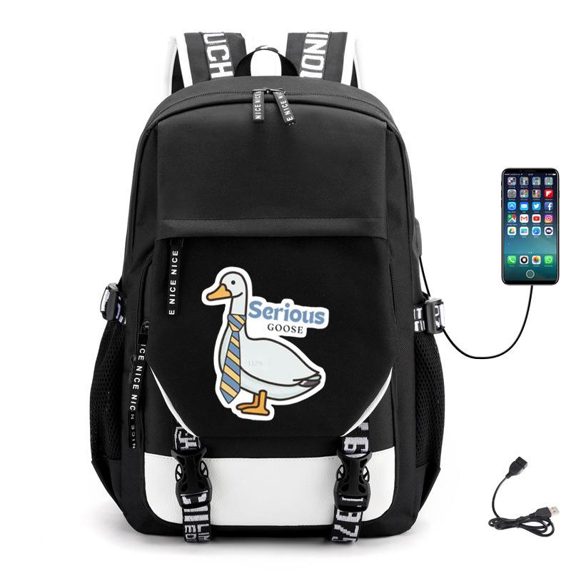 Multifunctional Goose Backpack Large Capacity Student Bag Leisure Travel Usb Computer Bag