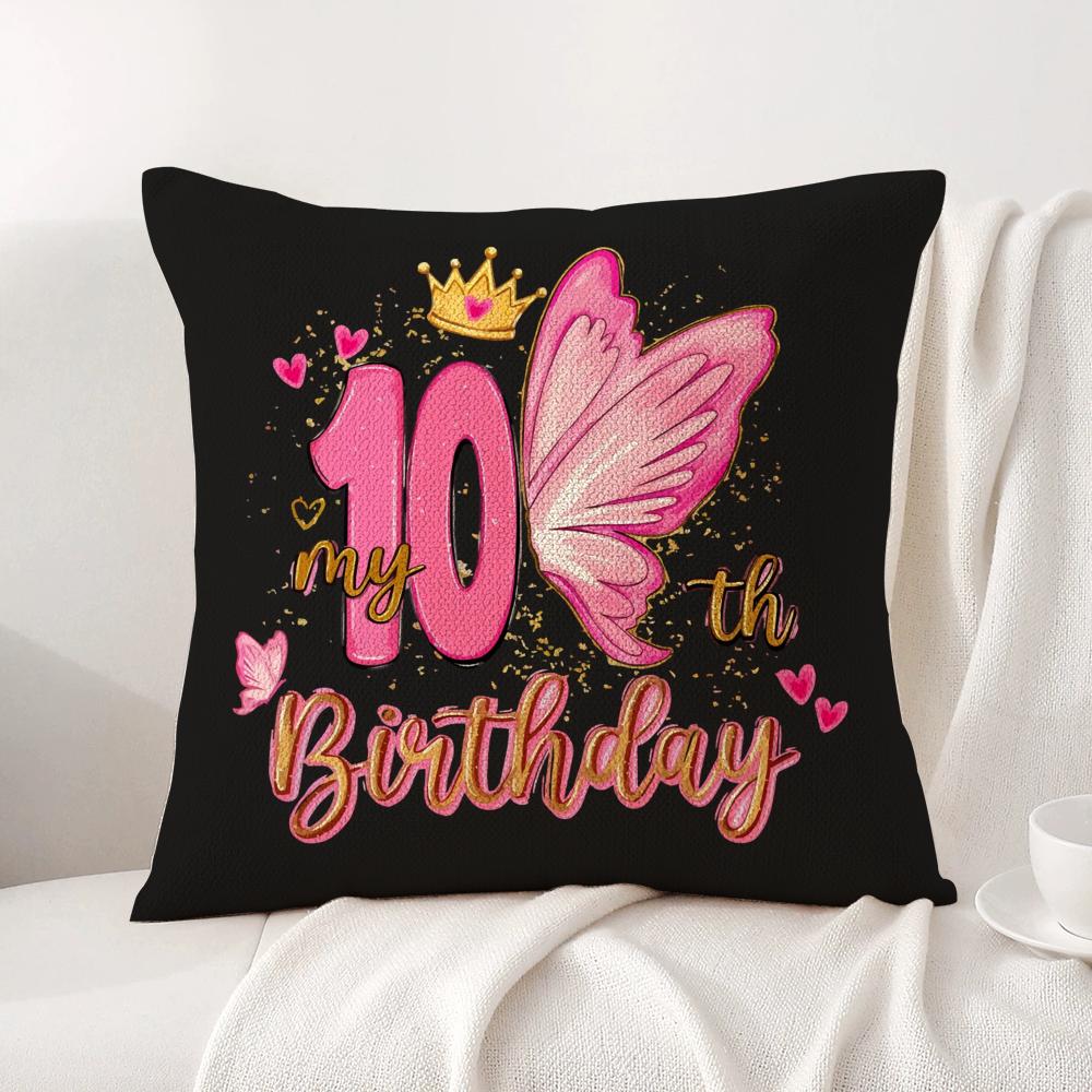 NEW pink trendy brand Cushion Cover Natural Linen Organic Fabric DoubleSided Printing Sofa Home Decor Breathable Bed Pillow