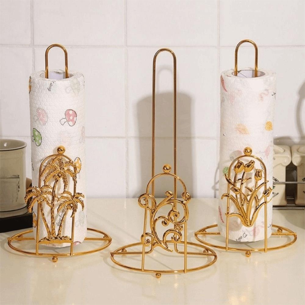 Free Standing Tree Paper Towel Holder Gold Vertical Paper Shelf Practical Tissue Stand  For Home