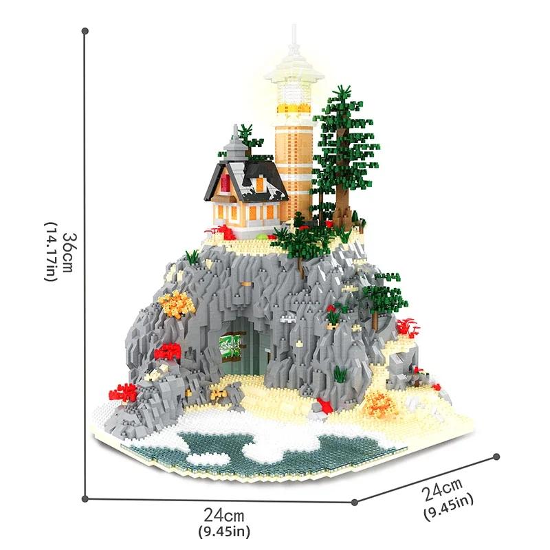Non-Toxic 5100Stk Lighthouse Island Building Blocks Lighthouse Model Bricks With Light Kids Toys Christmas Gifts Assembly Architecture Set
