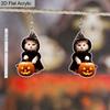 2D Flat 1Pair Halloween Wizard Robe Cat Earrings Fashion Jewelry Gift for Women Girls Female
