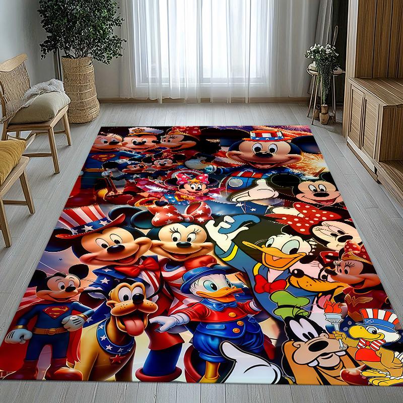 Cartoon Mickey Minnie Mouse Donald Duck Living Room Non-Slip Area Rug Soft Carpet for Bedroom Playroom Sofa,Home Decor Doormat